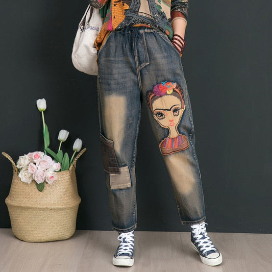 Dam Jeans Stretch Löst Passform Mjuk Denim-1