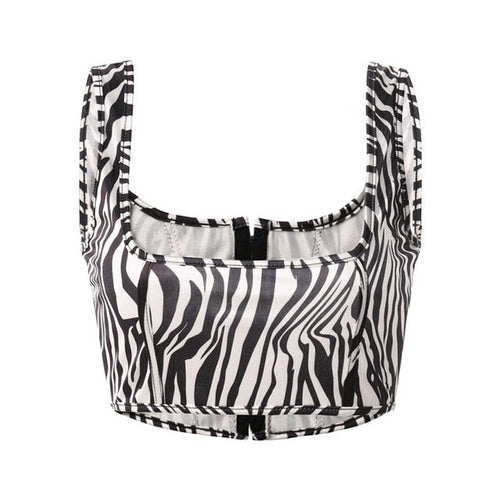 Dam Crop Top Djurmönster Bomull Polyester med Dragkedja-1