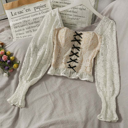 Variant image for Dam Långärmad Blus Lykta-Stil Blommönster Polyester-1