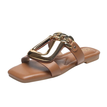 Variant image for Dam Sandaler Fyrkantig Tå PU med Gummisula för Sommarens Alla Tillfällen-2