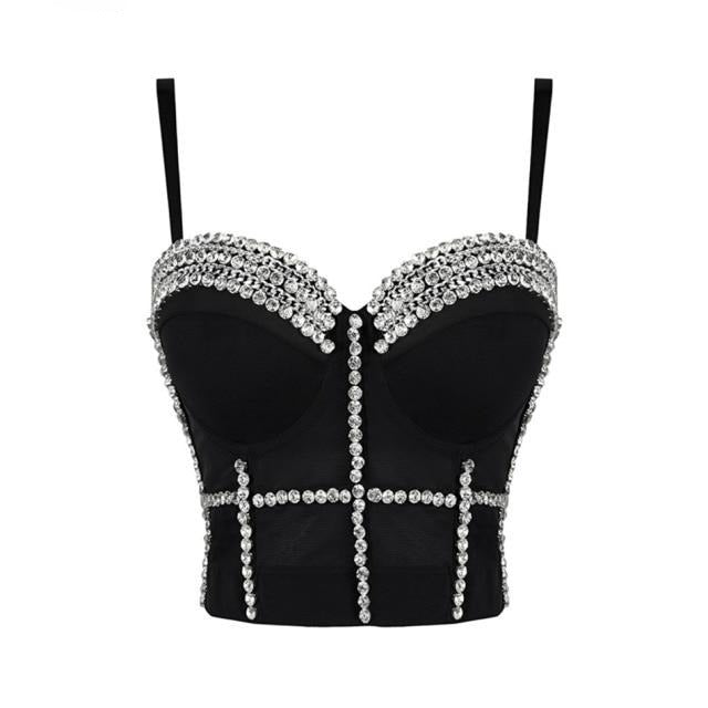 Dam Bustier Justerbara Remmar Pärldekorationer Bomull Rayon-1