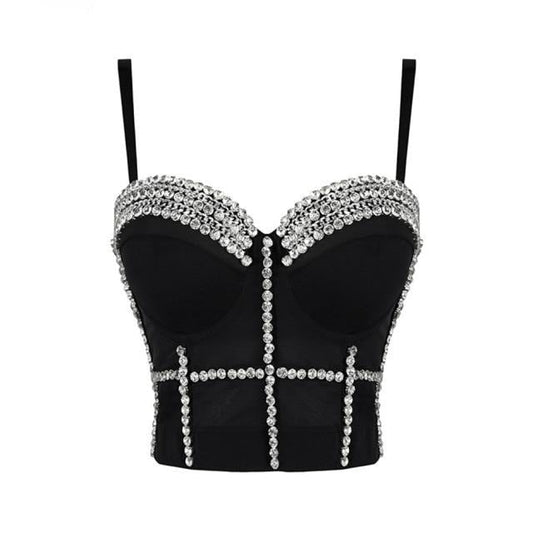 Dam Bustier Justerbara Remmar Pärldekorationer Bomull Rayon-1