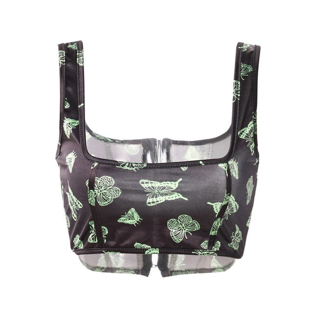 Dam Crop Top Djurmönster Bomull Polyester med Dragkedja-6