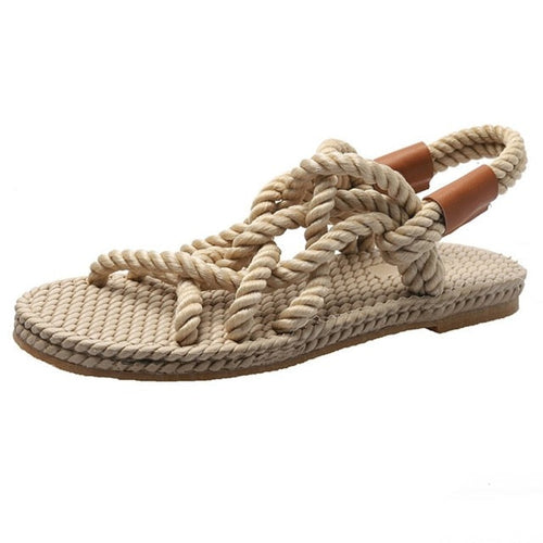 Dam Sandaler Platta Gladiator PU-Läder för Sommarstil-1