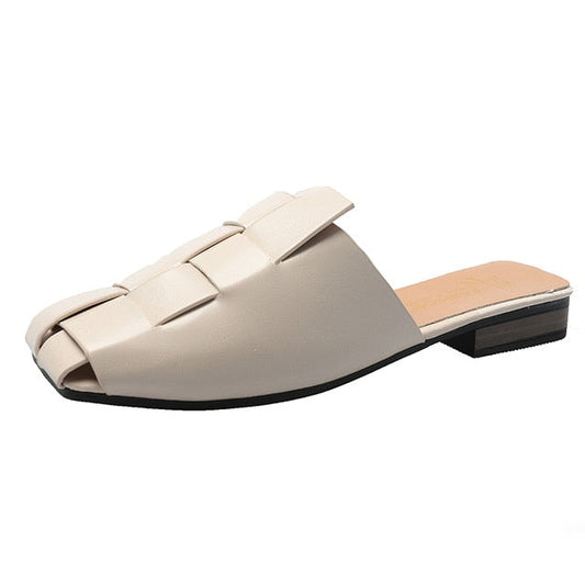 Dam Mules Skor Retro Design PU Låg Häl-1