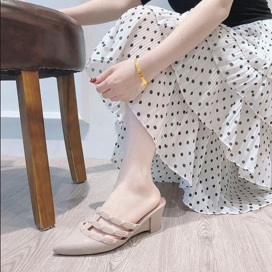 Dam Sandaler Platta PVC med Funktionella Detaljer-1