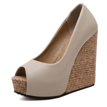 Variant image for Kvinnors Wedge Skor Hög Klack PU Öppen Tå-2