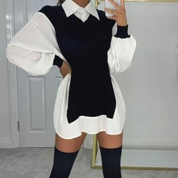 Dam Miniklänning Långärmad A-Linje Polyester-5