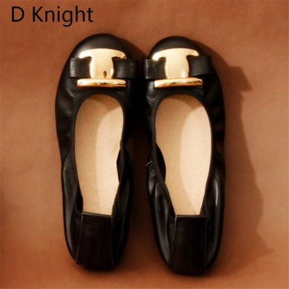 Variant image for Dam Ballerina Skor Läder Platta Med Metallaccent-2