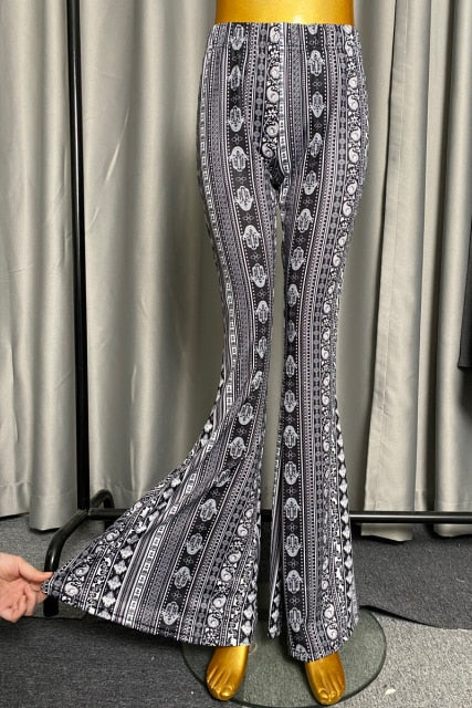 Variant image for Dam Flarebyxor Geometrisk Design Polyester-Spandex-7