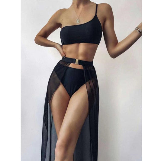 Dam Bikini Set Transparent Sarong Polyester Spandex-1