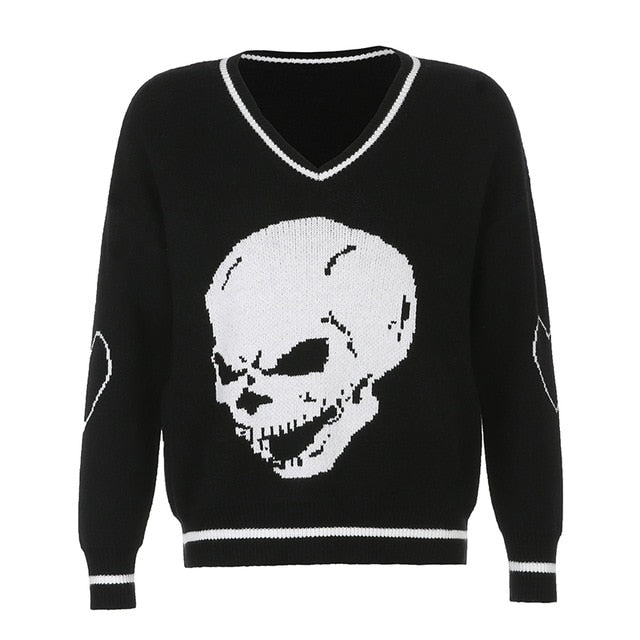Variant image for Herr Tröja V-ringning Skull Motiv Akryl-1