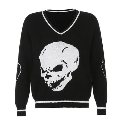Variant image for Herr Tröja V-ringning Skull Motiv Akryl-1