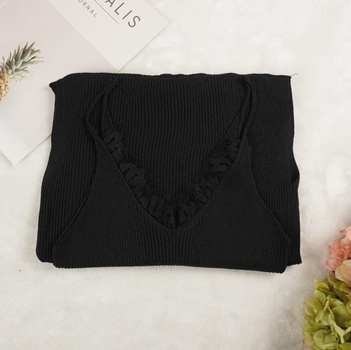 Kvinnors MIDI Klänning V-ringning Bomullsblandning-1