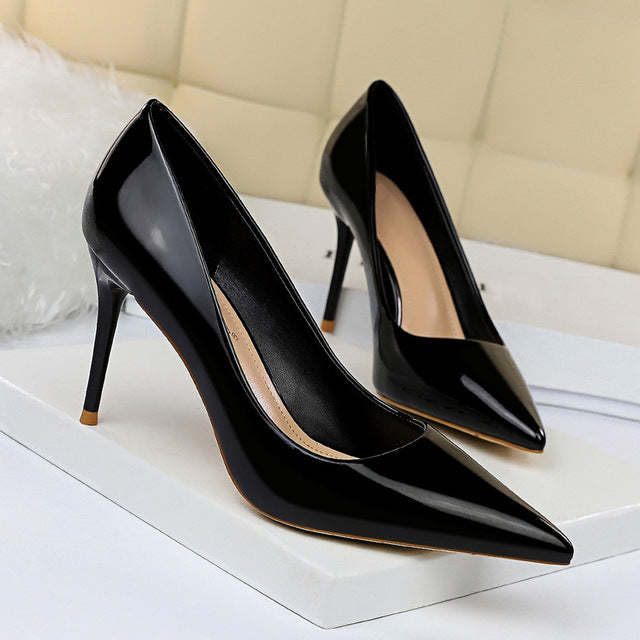 Variant image for Dam Stilettpumps Spetsig Tå PU-läder Hög Klack-1