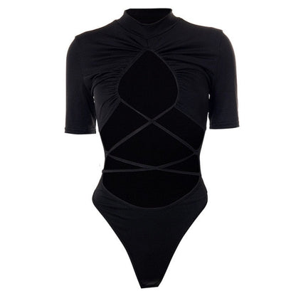 Dam Body Kortärmad V-ringning Polyester Spandex-1