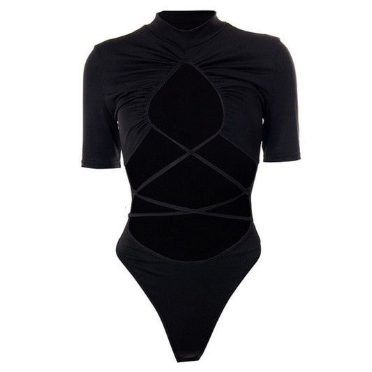 Dam Body Kortärmad V-ringning Polyester Spandex-1