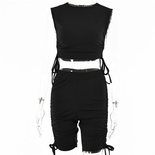 Dam Korta Uppsättningar Crop Top Elastisk Midja Polyester Spandex-1