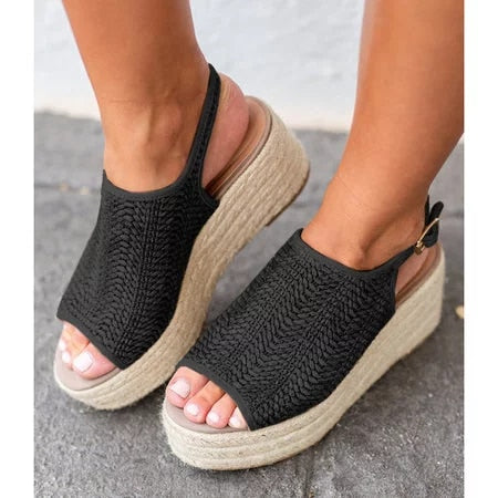 Dam Sandaletter Med Klack i Mikrofiber och Plattform-6