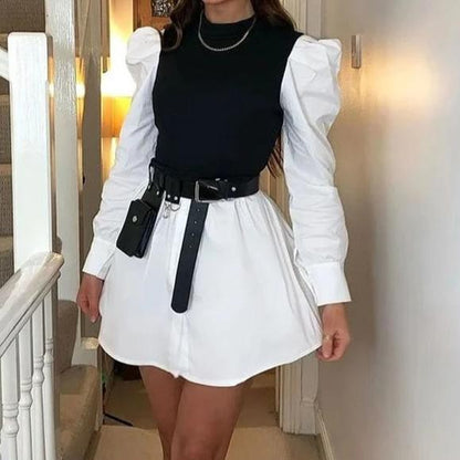 Dam Miniklänning Långärmad A-Linje Polyester-1