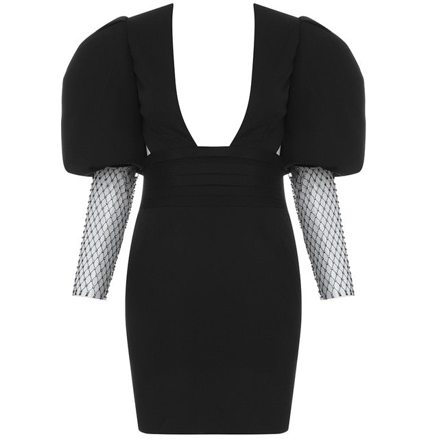 Kvinnors Miniklänning V-hals Diamantdekorerad Polyester Spandex-1