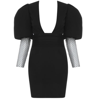 Kvinnors Miniklänning V-hals Diamantdekorerad Polyester Spandex-1