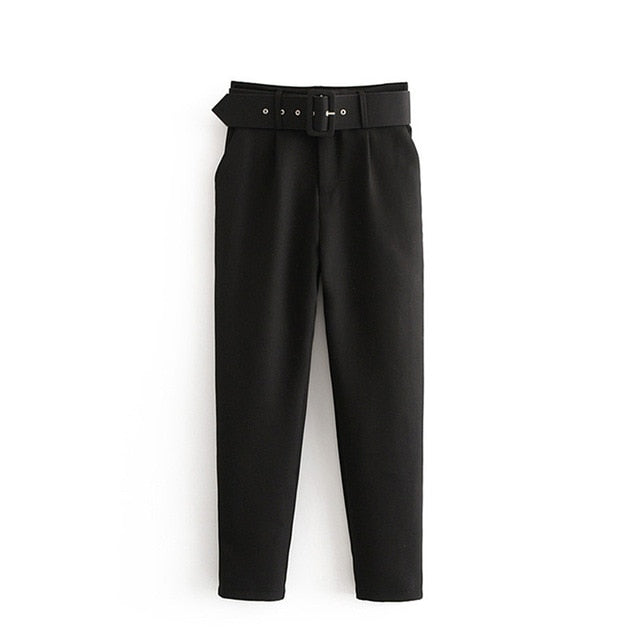 Snygga Byxor Dam Formell Ankelbyxor Polyester med Blixtlås-5