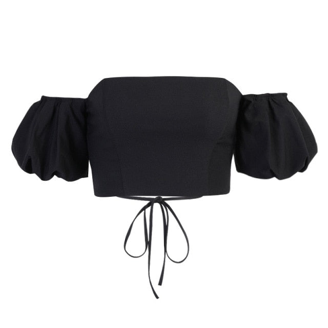 Variant image for Festtoppar Dam Snörningsdetalj Kort Ärmar Polyester-1