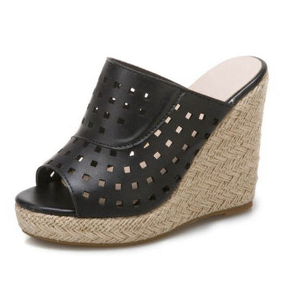 Variant image for Kvinnors Kilsandaler Geometriskt Mönster PU Hög Kil-2