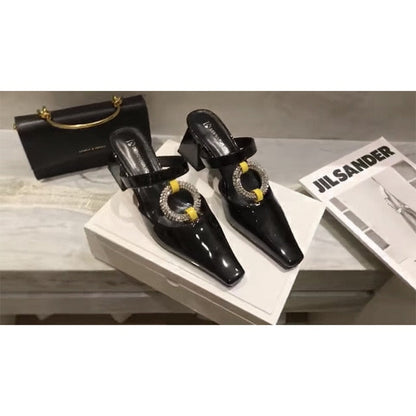 Dam Mules Skor Plattform PU-läder Högklack-1