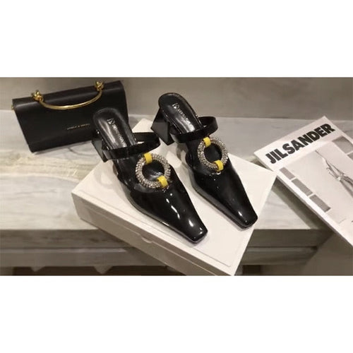 Dam Mules Skor Plattform PU-läder Högklack-1