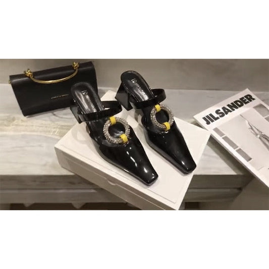 Dam Mules Skor Plattform PU-läder Högklack-1