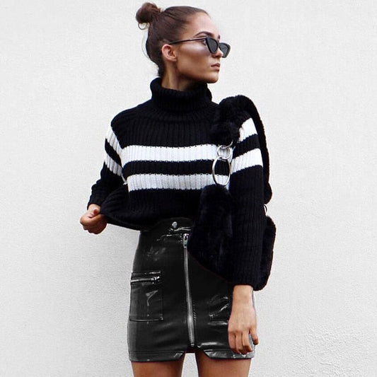 Kvinnors Mini Kjol Pennform PU Polyester-1