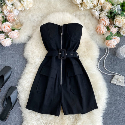 Dam Overall Ärmlös Casual Polyester med Fickor-1