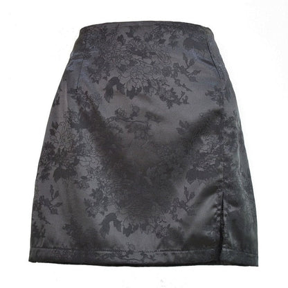 Dam Minikjol Blommönstrad A-linje Satin 7