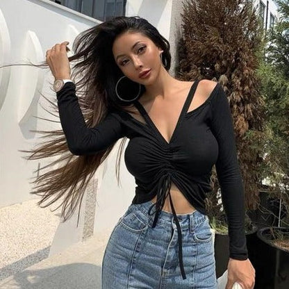 Variant image for Dam Långärmad T-Shirt V-Hals Mjuk Bomull-1