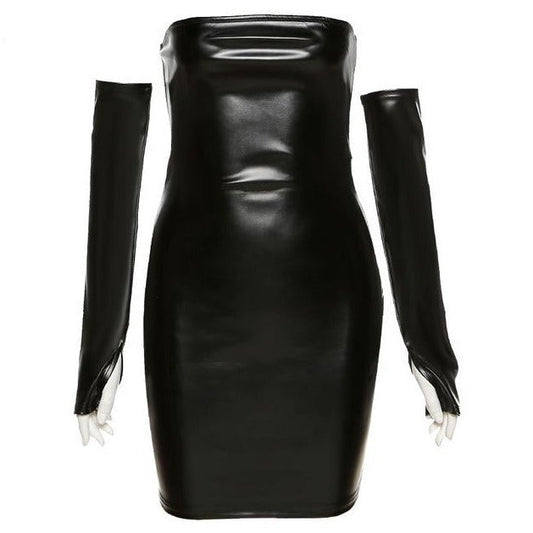 Dam Mini Klänning Strapless Polyester Fina Detaljer-1