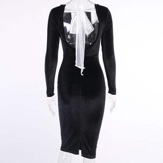 Kvinnors Midi Klänning Smal Passform Bomullspolyester-1