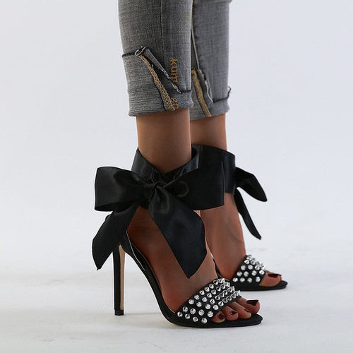 Dam Sandaler Öppen Tå Hög Klack PU-Läder-1