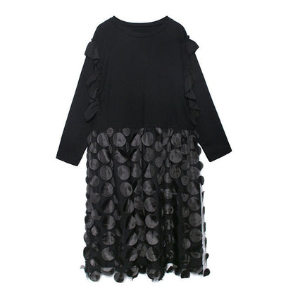 Elegant Midi Klänning för Dam med A-Linje och Långärmad Design i Mesh – Fina Dam Klänningar 1