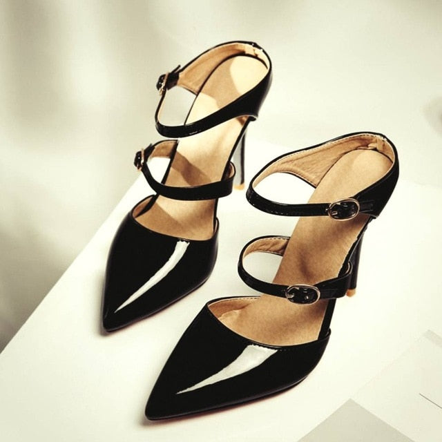 Variant image for Damer Mules Höga Klackar PU-Läder Öppen Tå-1