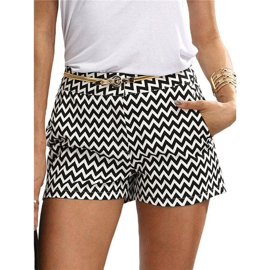 Dam Shorts Randig Design i Bomull och Polyester-1