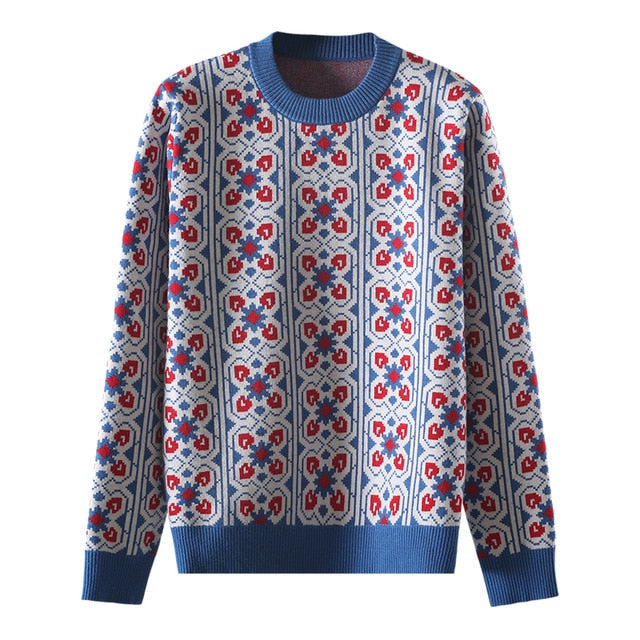 Dam Tröja O-hals Geometrisk Design Viskos Lång 1