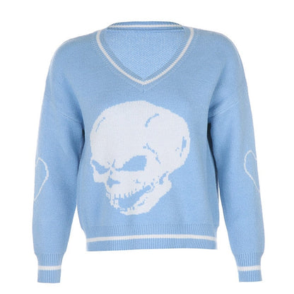 Variant image for Herr Tröja V-ringning Skull Motiv Akryl-2