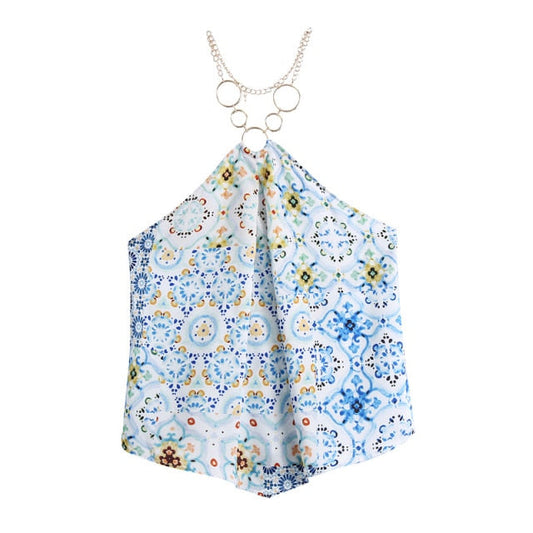 Dam Spaghettitopp Geometrisk Polyester Festtoppar-1