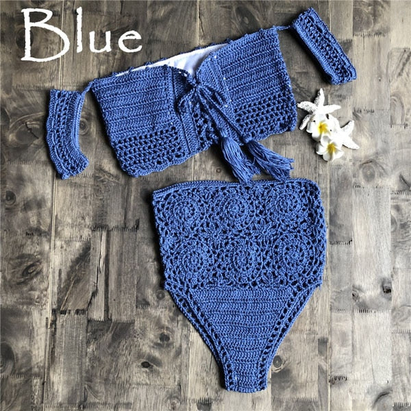 Variant image for Dam Bikini Hög Midja Blommönstrad Virkad 100% Bomull-2