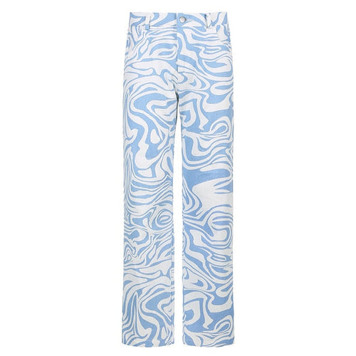 Dam Jeans Geometriskt Mönster 100% Bomull Regelbunden Passform-1