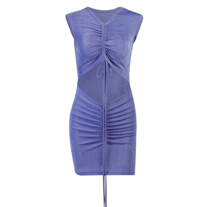 Variant image for Kvinna Miniklänning V-hals Spaghetti Remmar Polyester Ovanför Knäet-2