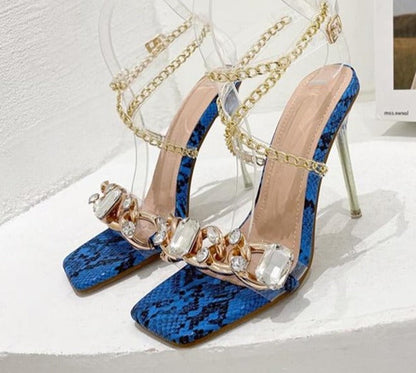 Dam Sandaler med Strass och Kedjestropp i Mikrofiber 9