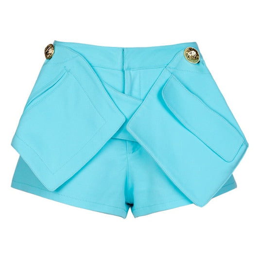 Dam Shorts Asymmetrisk Design Bomull med Patchworkdetaljer-1